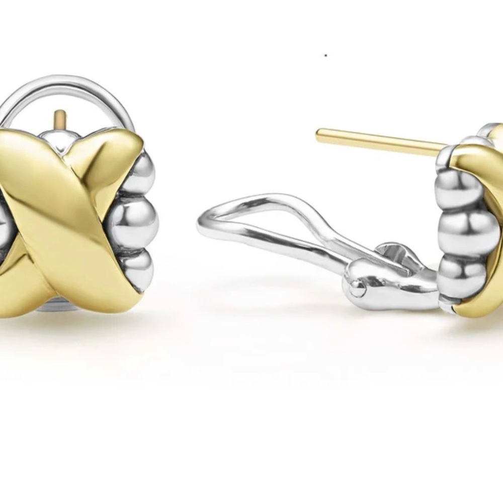 LAGOS Embrace Two-Tone X Omega Clip 11MM Earrings - Picture 9 of 12